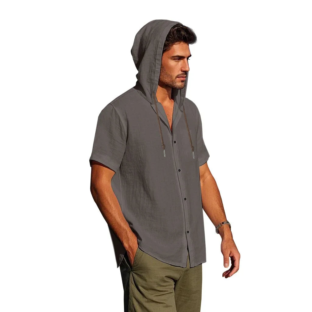 Lightweight Linen Hooded Summer Shirt