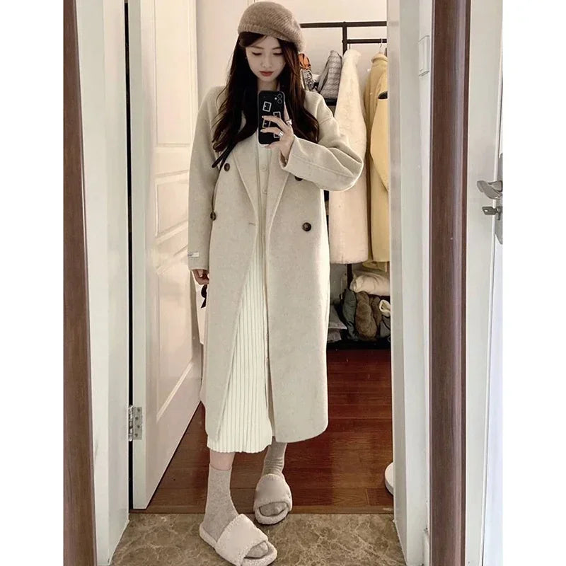 Elegant Woolen Mid-Long Coat