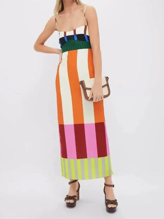 Rainbow Stripes Boho Party Dress