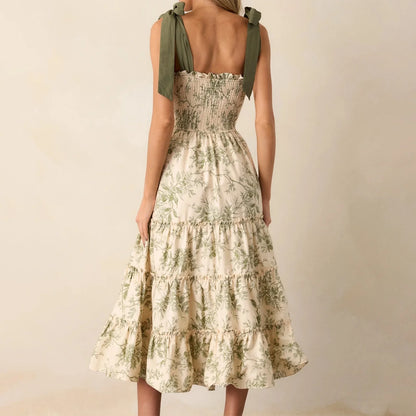 Floral Flare Tie-Shoulder Dress