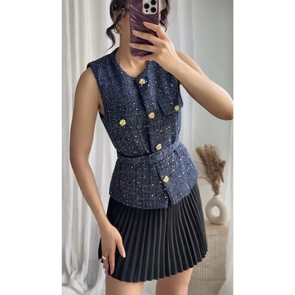 Glam Sequin Belted Vest