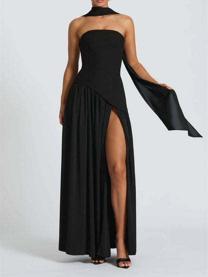 Midnight Charm Strapless Party Dress