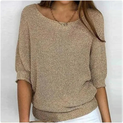 Elegant Spliced Knit Sweater for Women