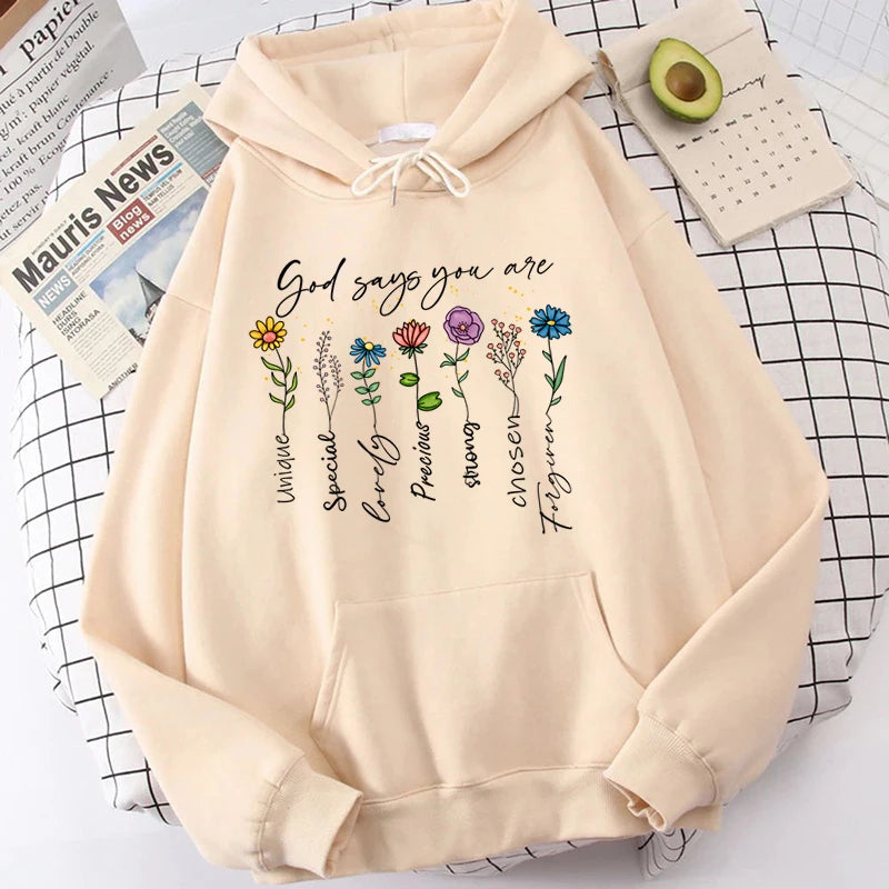 Funny Flower Print Hooded Sweatshirt