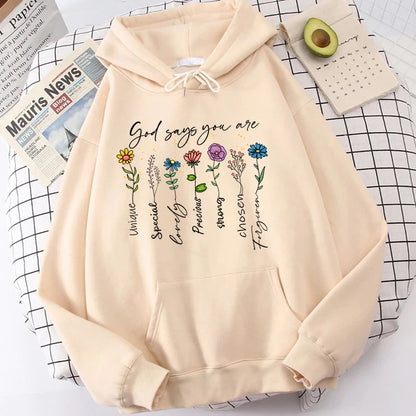Funny Flower Print Hooded Sweatshirt