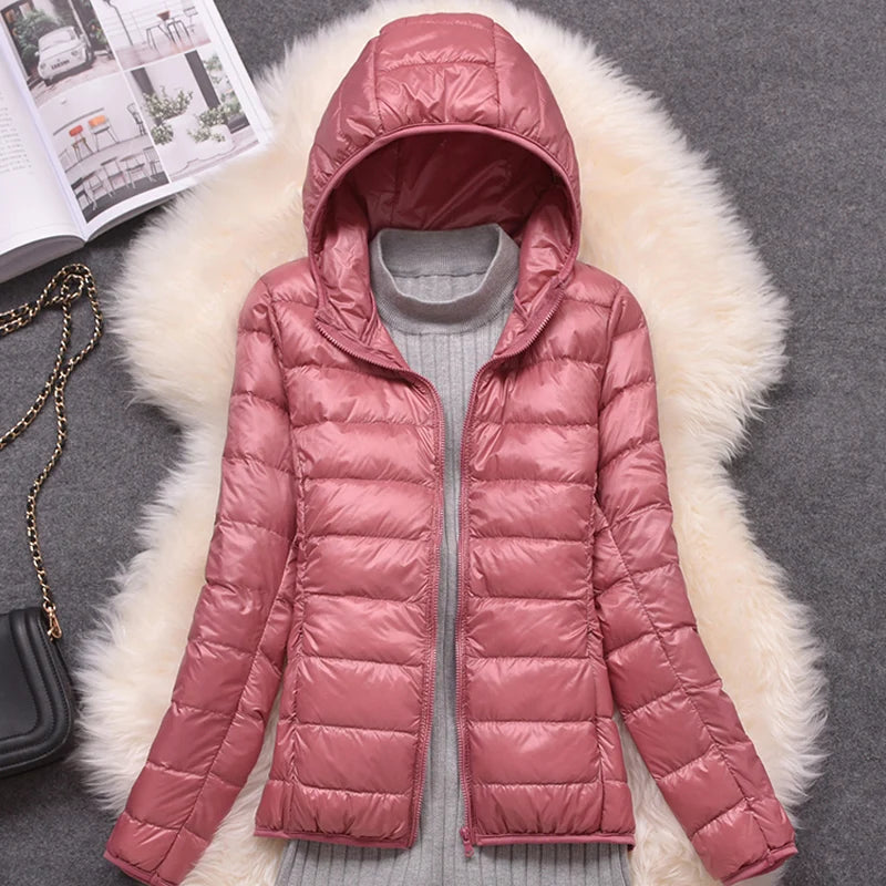 Women's Lightweight Hooded Duck Down Puffer Jacket