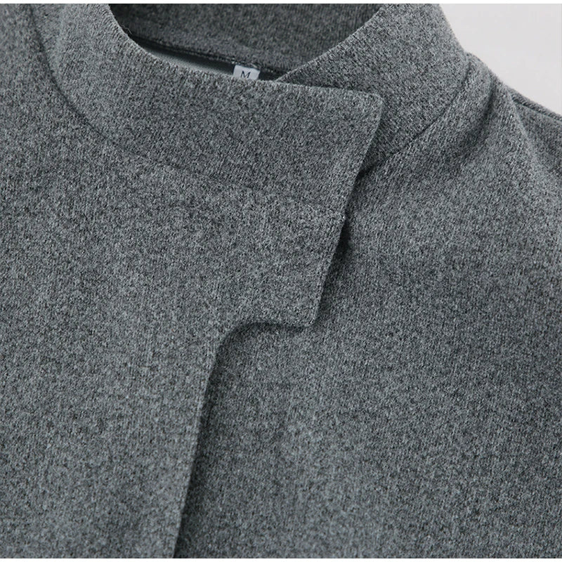Elegant Gray Woolen Coat