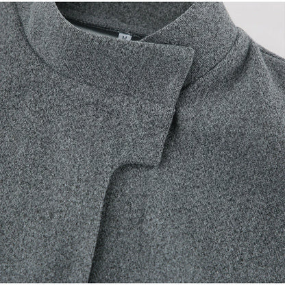 Elegant Gray Woolen Coat