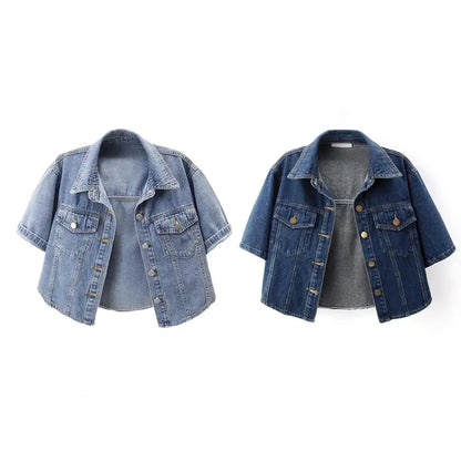 Indigo Muse Cropped Collar Denim Jacket