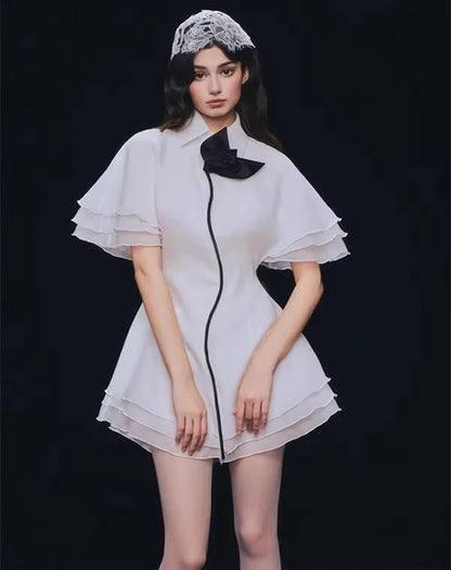 Butterfly Bloom Contrast A-Line Dress