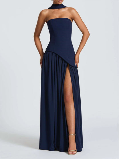 Midnight Charm Strapless Party Dress