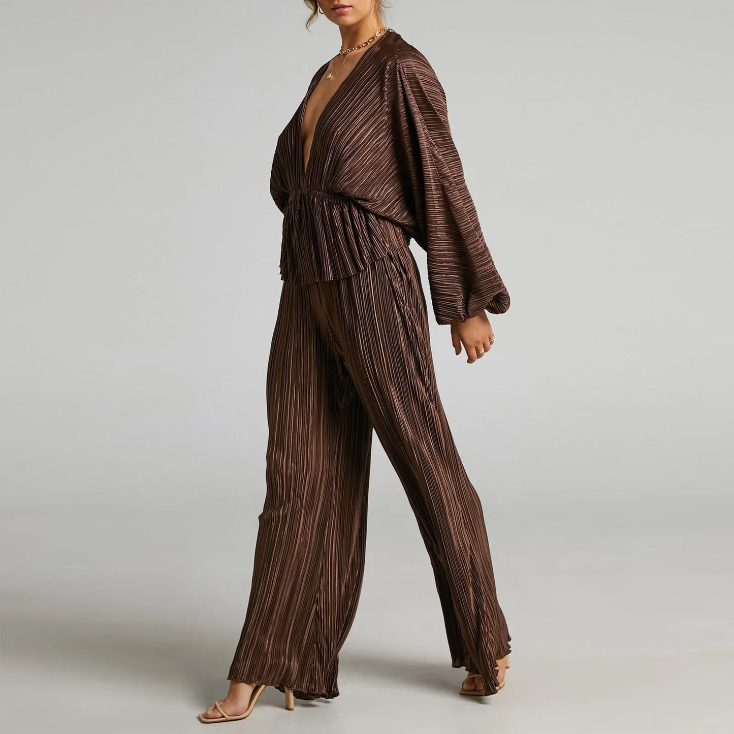 Elegant V-Neck High Waist Set