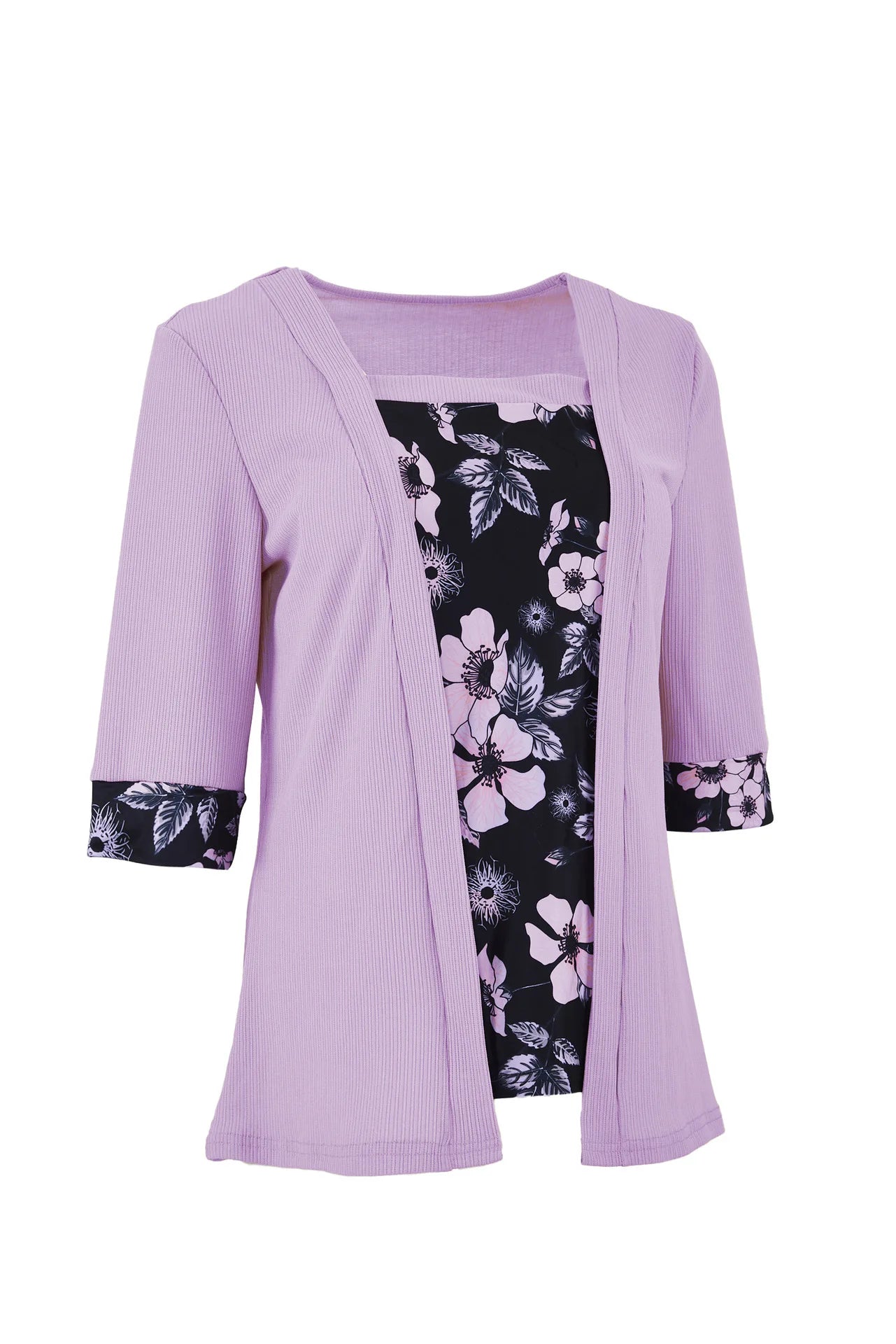 Layered Bloom Splice Casual Top