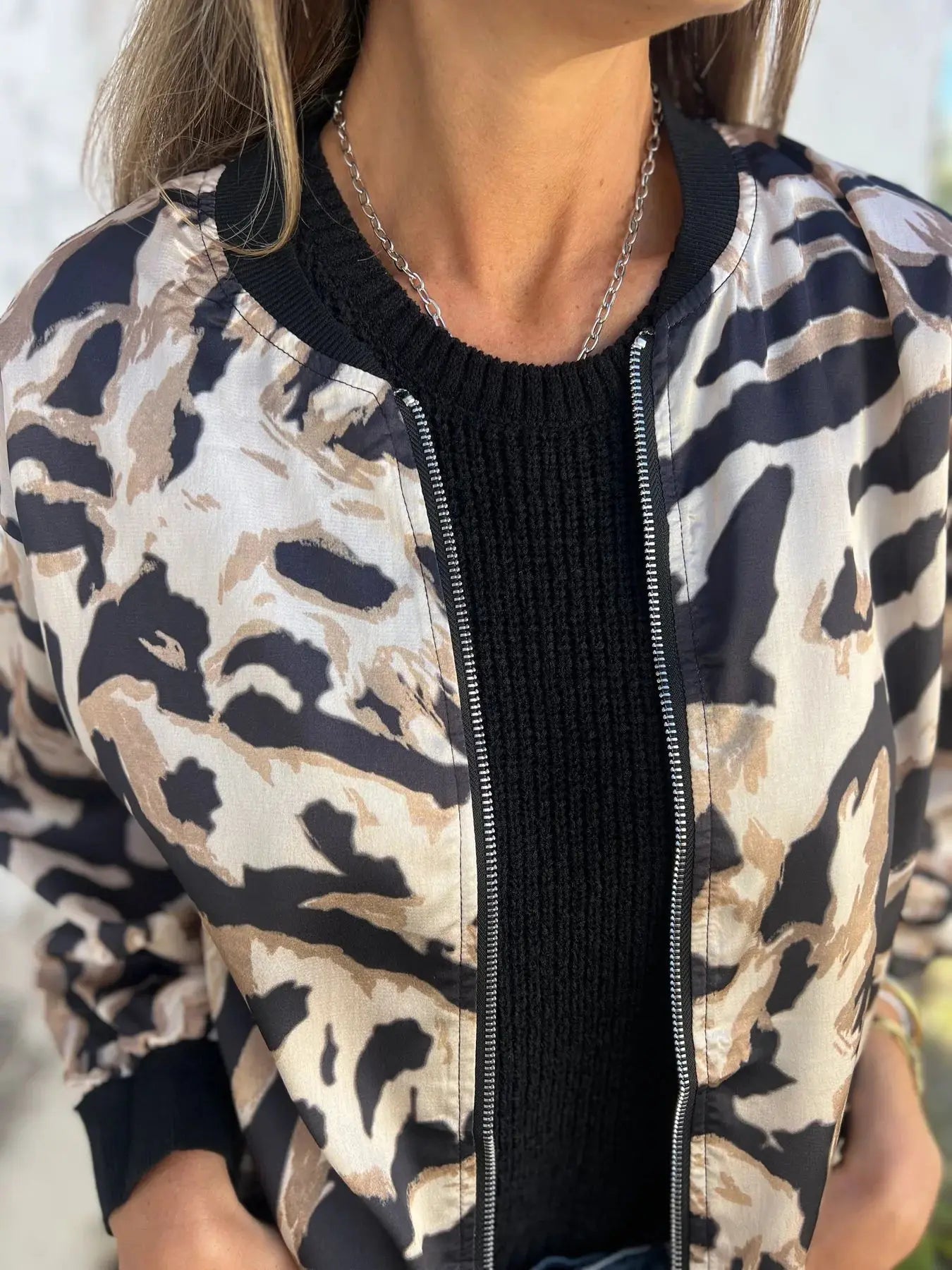 Leopard Print Bomber Jacket