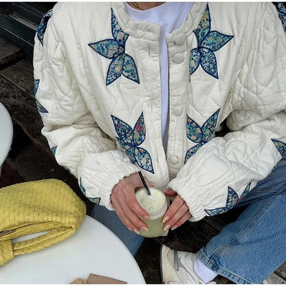 BloomNest Quilted Bomber Jacket