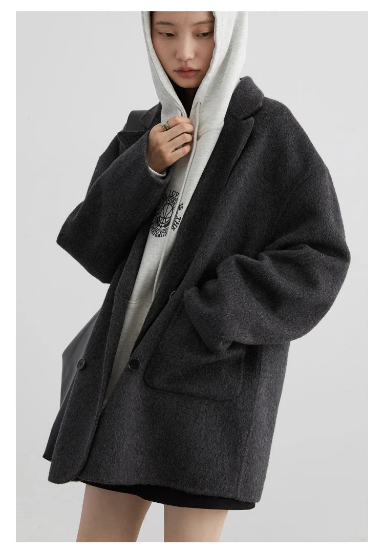 Women’s Luxury Wool-Blend Long Coat