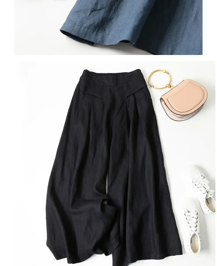 Art Ease Cotton Linen Wide Leg Pants
