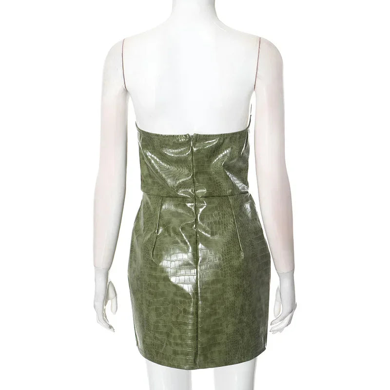 Midnight Luxe Strapless Leather Dress