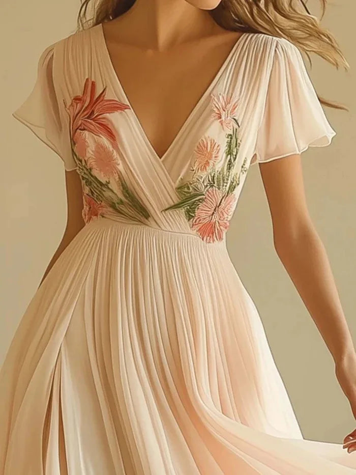 Retro V-Neck Boho Maxi Dress