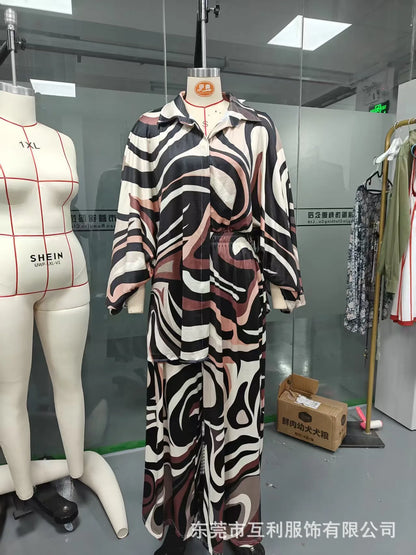 Elegant Printed Top & Wide-Leg Set