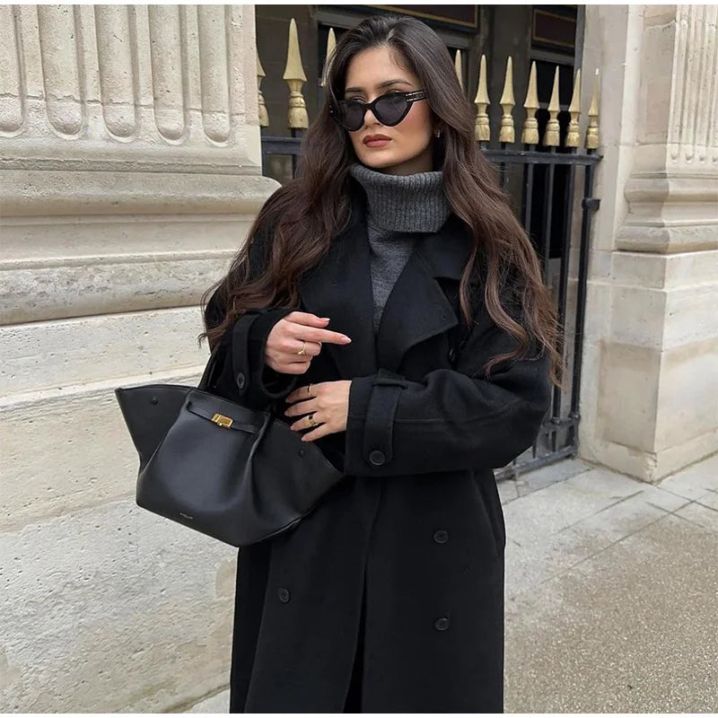 Fur Lapel Wool Overcoat