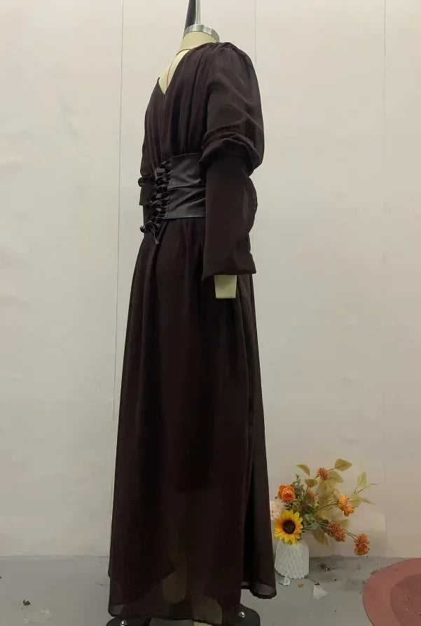 Elegant Waist-Cinch V-Neck Maxi Dress