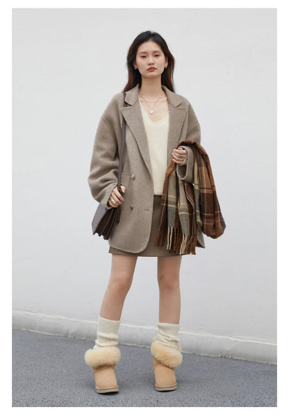 Women’s Luxury Wool-Blend Long Coat