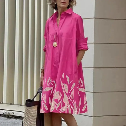 Autumn Muse Printed Shirt Dress