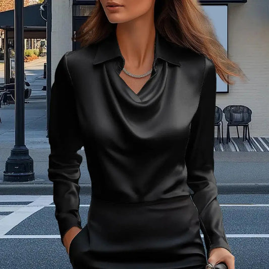 Women’s Satin Lapel Shirt