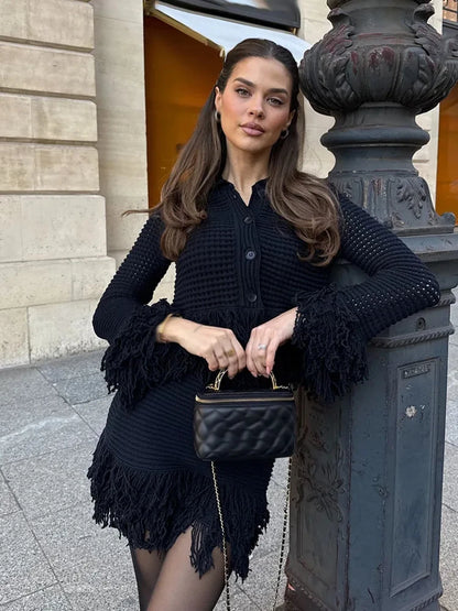 Tassel Knit Skirt Set