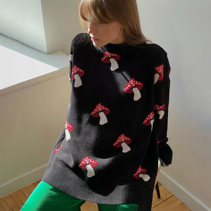 Whimsical Mushroom Knit Sweater