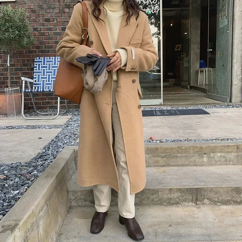 Double-Breasted Woolen Coat