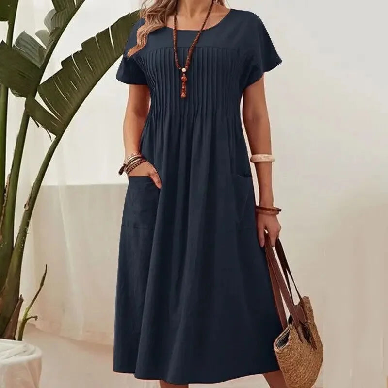 Pleated Cotton Summer Dress
