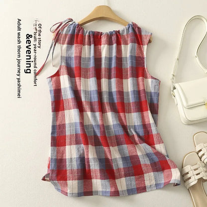 Elegant Vintage Plaid Cotton Vest