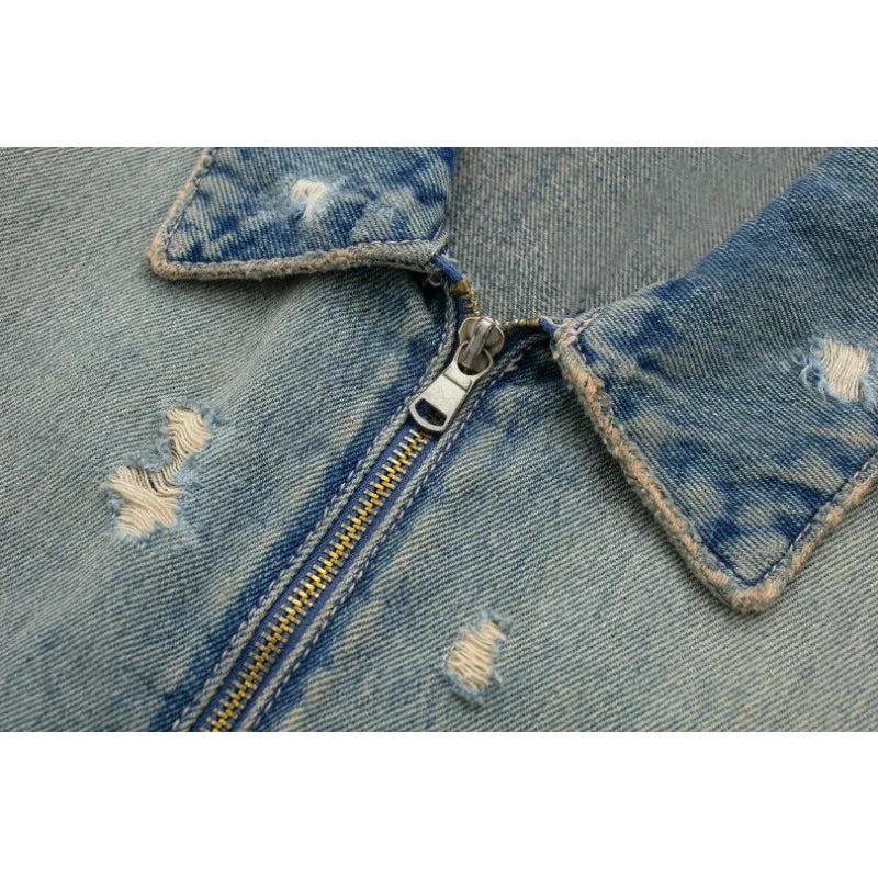 Rogue Bloom Distressed Denim Crop Jacket