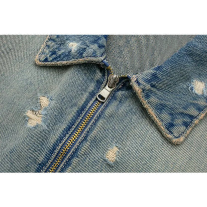 Rogue Bloom Distressed Denim Crop Jacket