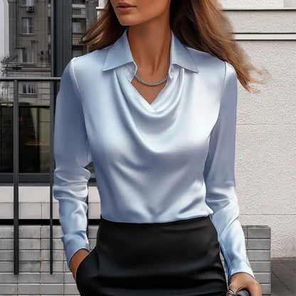 Women’s Satin Lapel Shirt