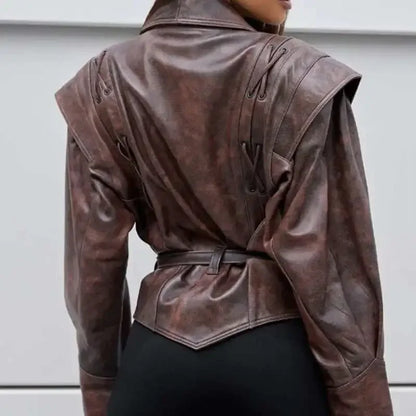 Lace-Up Faux Leather Jacket