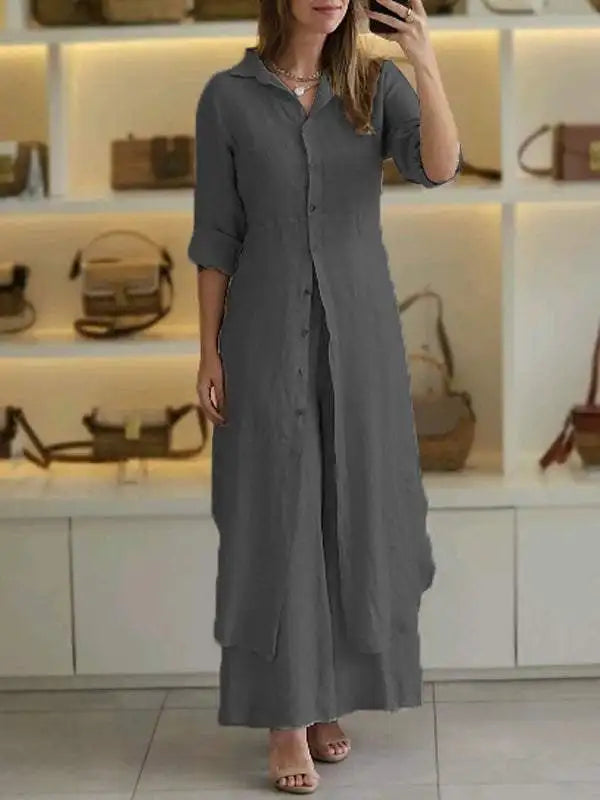 Grace Line Wide-Leg Pant Set