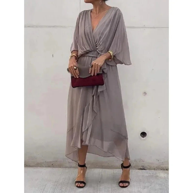 Chic V-Neck Long Dress