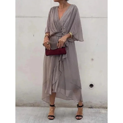Chic V-Neck Long Dress