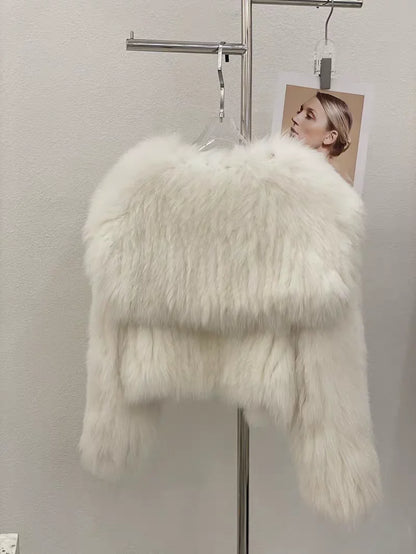 Navy Collar Faux Fur Jacket