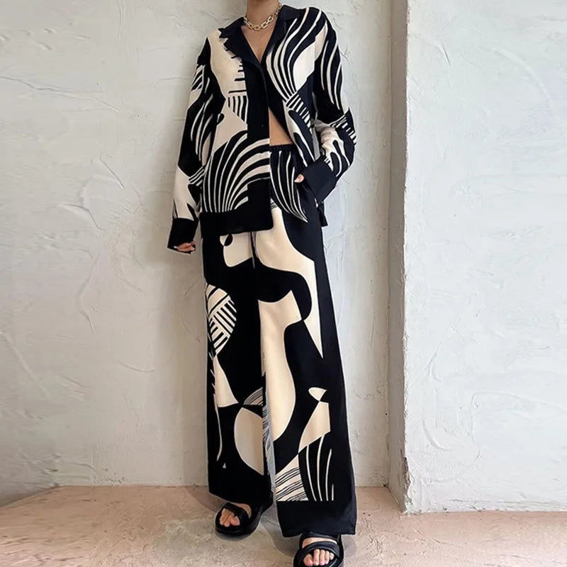 Graffiti Print Casual Two-Piece