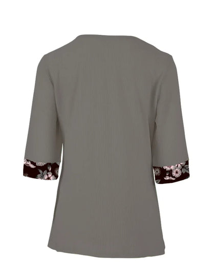 Layered Bloom Splice Casual Top