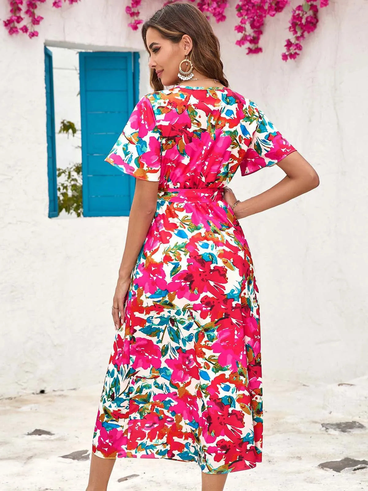 Curvy Chic V-Neck Belted Dress