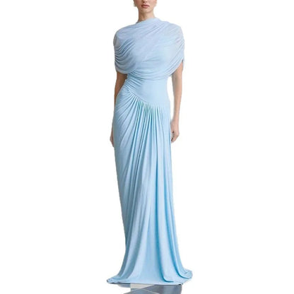 Graceful Pleats Elegant Evening Gown