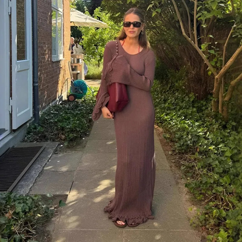 Elegant Knit Ruffle Dress
