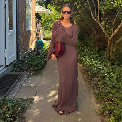 Elegant Knit Ruffle Dress