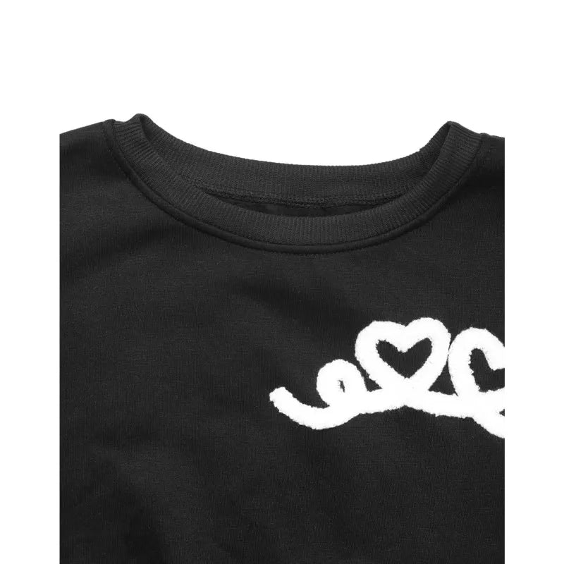 Embroidered Black Cozy Hoodie