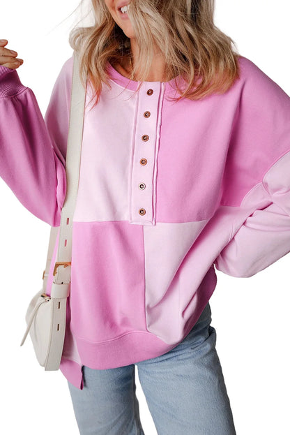 Trendy Contrast Buckle Sweatshirt